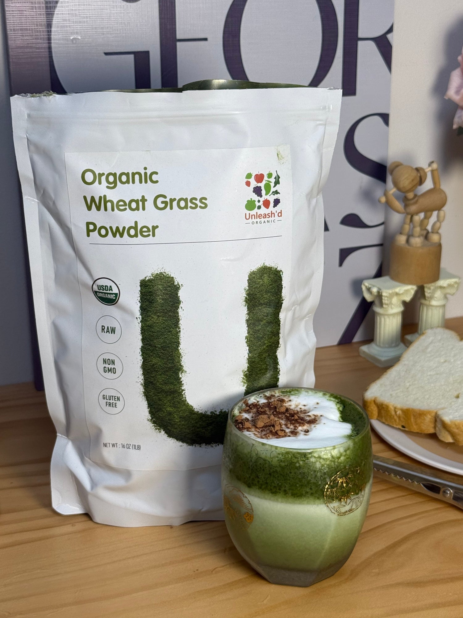 Healthy Organic Wheat Grass Latte Recipe
