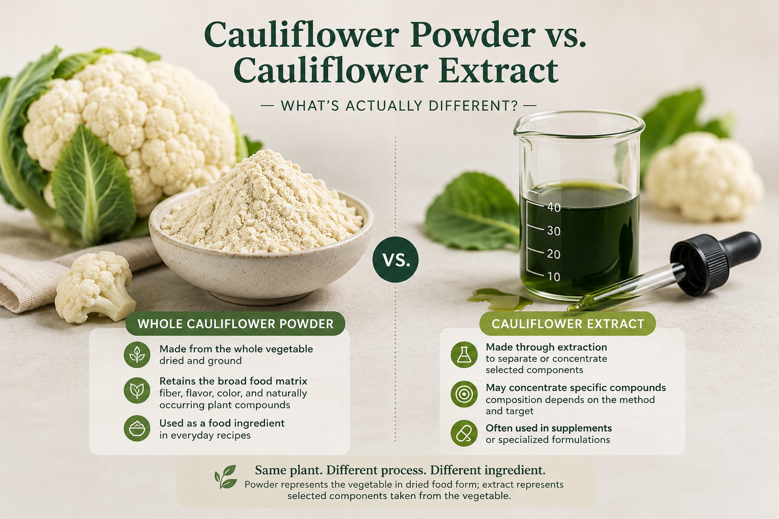 Whole Cauliflower Powder vs. Cauliflower Extract: What's Actually Different?