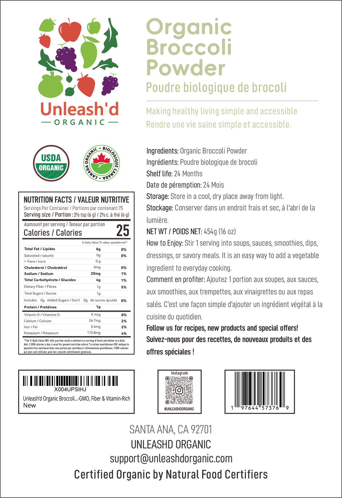 Organic Broccoli Powder 16 oz