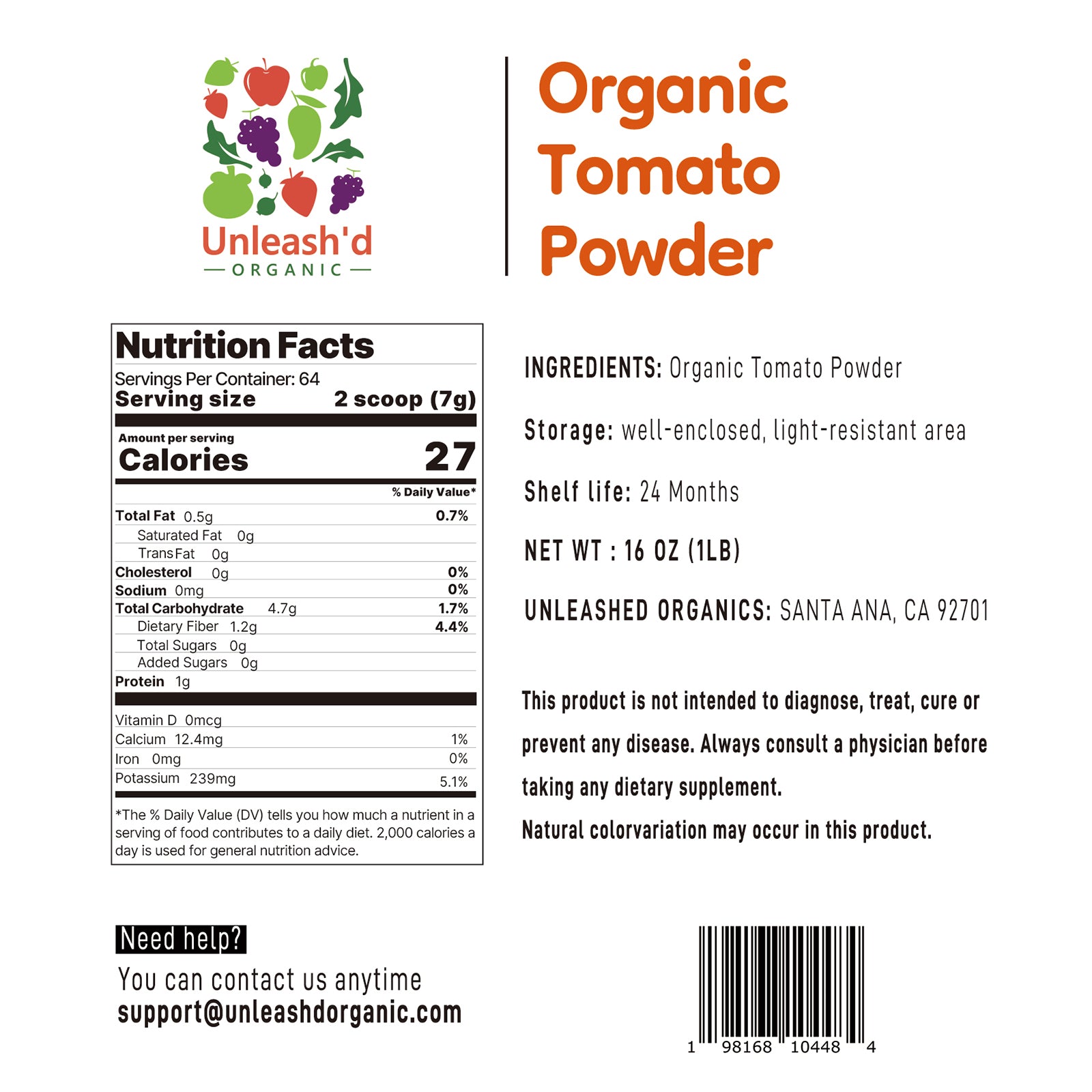 Organic Tomato Powder 16 oz
