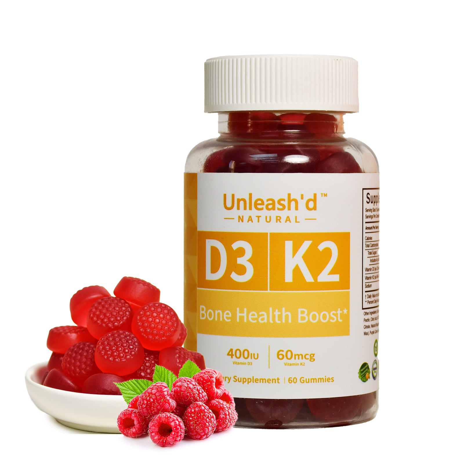 Unleash'd Vitamin D3 K2 Gummies 60 Count