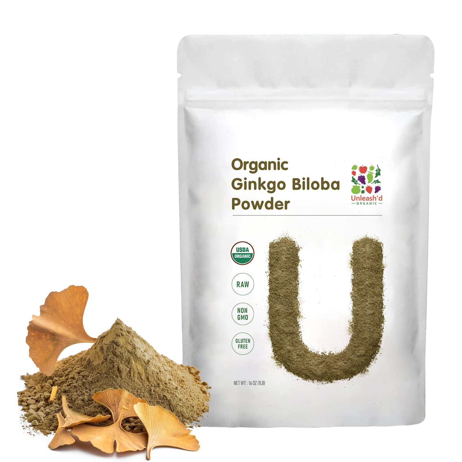 Organic Ginkgo Biloba Powder 16 Ounce