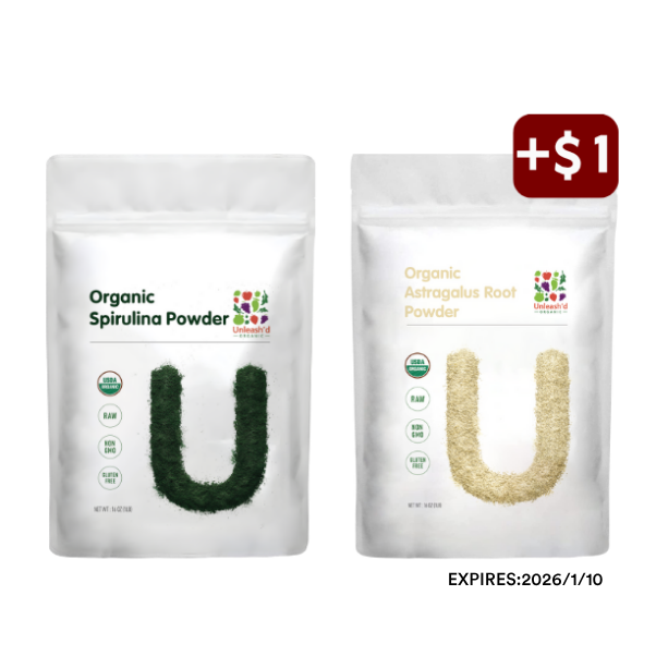 Organic Spirulina Powder 16oz & Organic Astragalus Root Powder 16oz