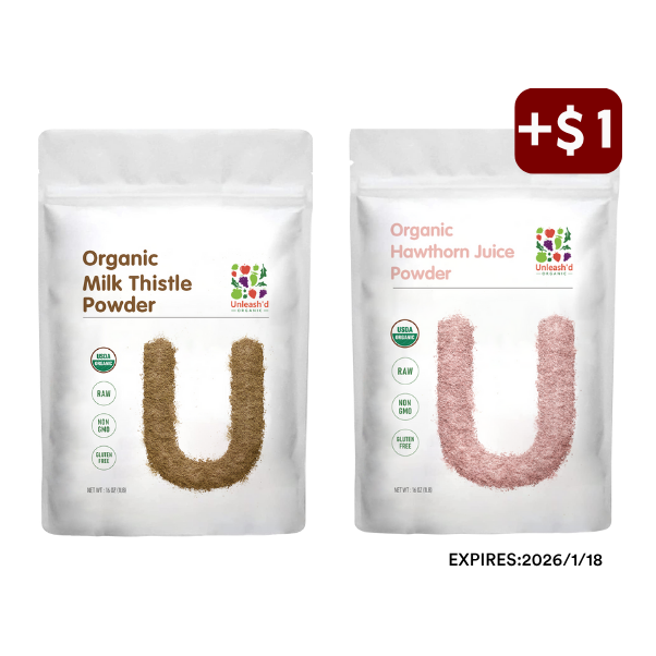 Organic Milk Thistle Powder 16oz & Organic Hawthorn Juice Powder 16oz