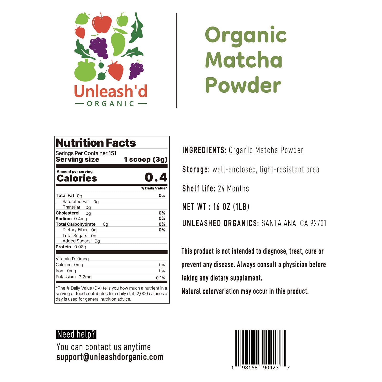 Organic Matcha Powder 16 oz