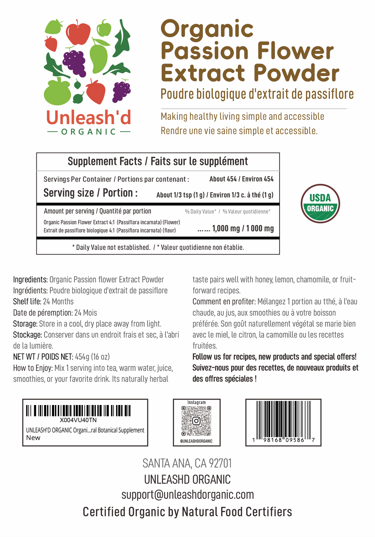 Organic Passion Flower Extract 16 oz