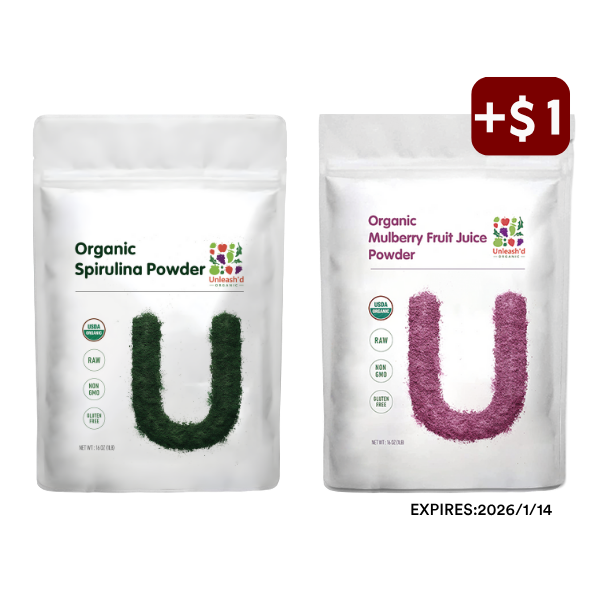 Organic Spirulina Powder 16oz & Organic  Mulberry Juice Powder 16oz