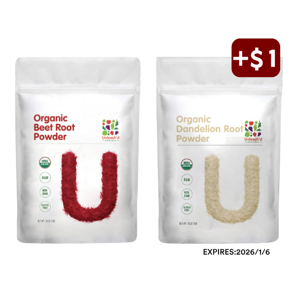 Organic Beet Root Powder 16oz & Organic  Dandelion Root Powder 16oz