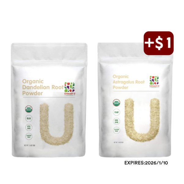 Organic  Dandelion Root Powder 16oz & Organic Astragalus Root Powder 16oz