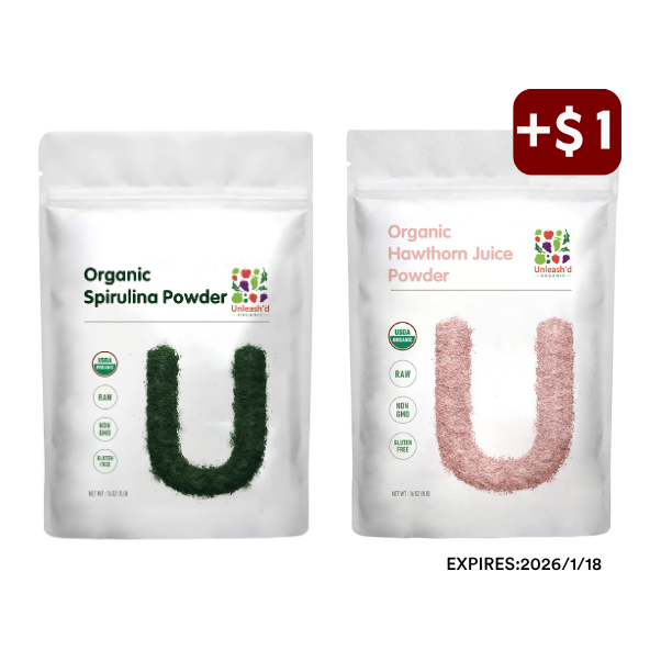 Organic Spirulina Powder 16oz & Organic Hawthorn Juice Powder 16oz