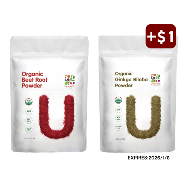 Organic Beet Root Powder 16oz & Organic Ginkgo Biloba Powder 16oz