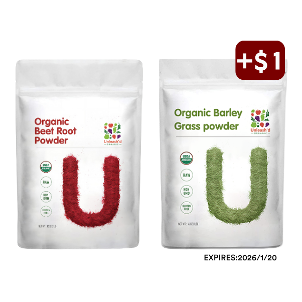 Organic Beet Root Powder 16oz & Organic Barley Grass Powder 16oz