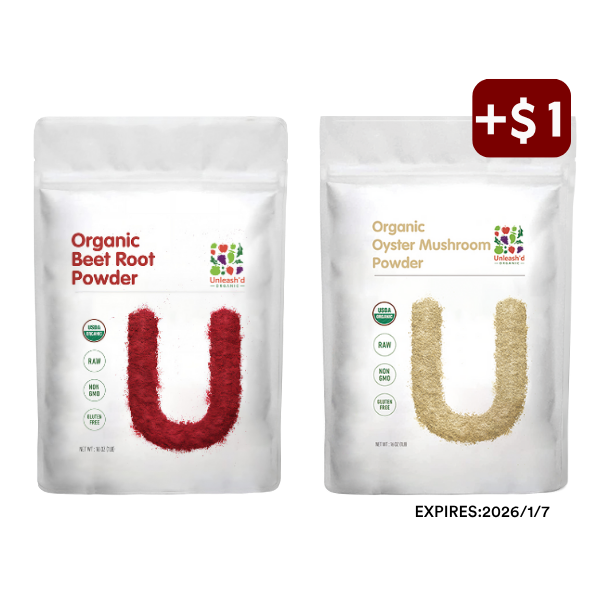 Organic Beet Root Powder 16oz & Organic Oyster Mushroom Powder 16oz
