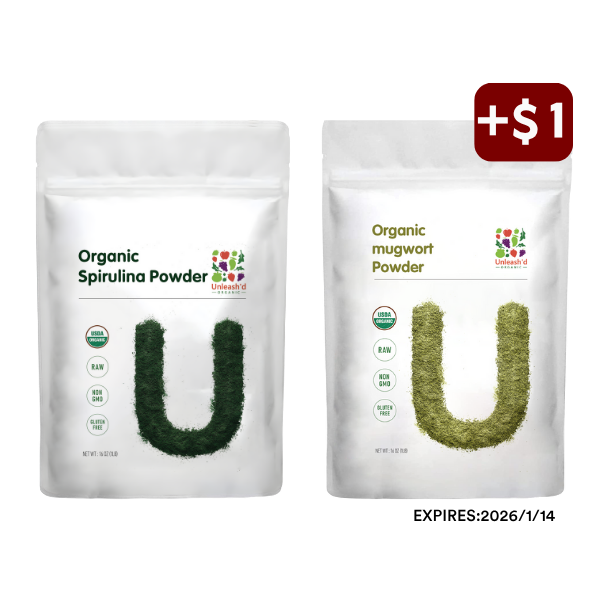 Organic Spirulina Powder 16oz & Organic Mugwort Powder 16oz