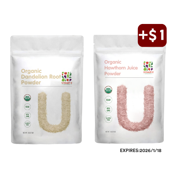 Organic Dandelion Root Powder 16oz & Organic Hawthorn Juice Powder 16oz