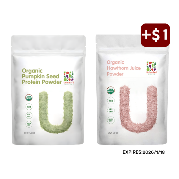 Organic Pumpkin Seed Protein Powder 16oz & Organic Hawthorn Juice Powder 16oz